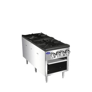 ATSP-18-2L 18" Wide Heavy-Duty Stainless-Steel Stock Pot Stove, Gas, Double-Burner, Low Version
