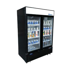 MCF8721ES — 54"-Wide (2) Glass Swing-Door Black Cabinet Bottom-Mount Freezer