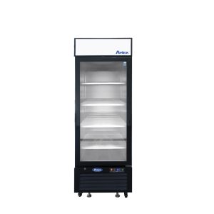 MCF8722GRL — 27"-Wide One (1) Glass-Door Black Cabinet Bottom-Mount Merchandiser Refrigerator, Left-Hinged