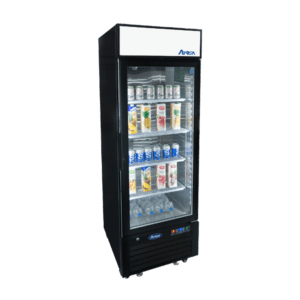 MCF8725GR — 25"-Wide One (1) Glass-Door Black Cabinet Bottom-Mount Merchandiser Refrigerator, 77"H