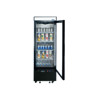 MCF8726GR — 25"-Wide One (1) Glass-Door Black Cabinet Bottom-Mount Merchandiser Refrigerator, 64" Height