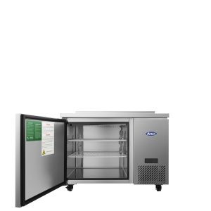 MGF44GR - 44" Single-Door Stainless Steel Worktop Refrigerator with Backsplash, Side-Mount