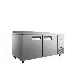 MGF67GR - 67" Double-Door Stainless Steel Worktop Refrigerator with Backsplash, Side-Mount