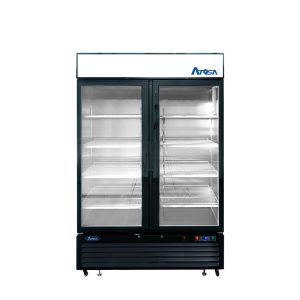 MCF8733GR — 40"-Wide  Two (2) Glass-Door Black Cabinet Bottom-Mount Merchandiser Refrigerator