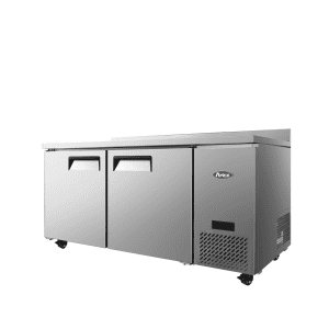 MGF67GR - 67" Double-Door Stainless Steel Worktop Refrigerator with Backsplash, Side-Mount
